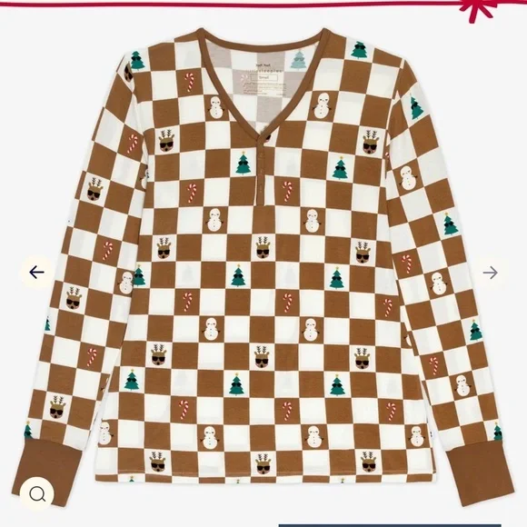 NEW little sleepies holiday Christmas bamboo pajamas top checks - Picture 4 of 4